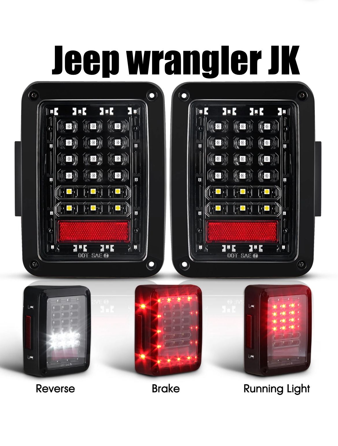 Set Of Led Taillights Clear Lens Fit Jeep Wrangler JK