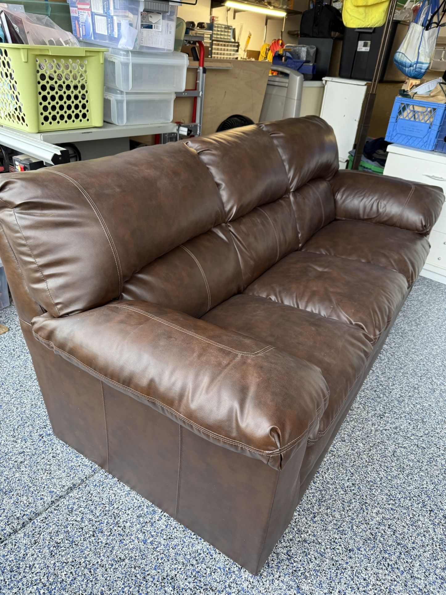 Leather Brown Couch With Recliner Chair