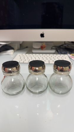 Set of 3 Glass Spice Jars / Shaker Bottles