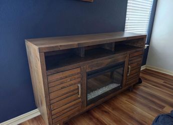 Wood TV Stand with Electric Fireplace Insert