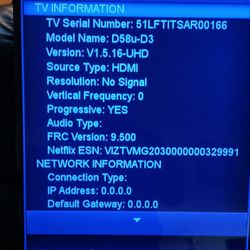 Vizio 58" Tv Just Asking For $150