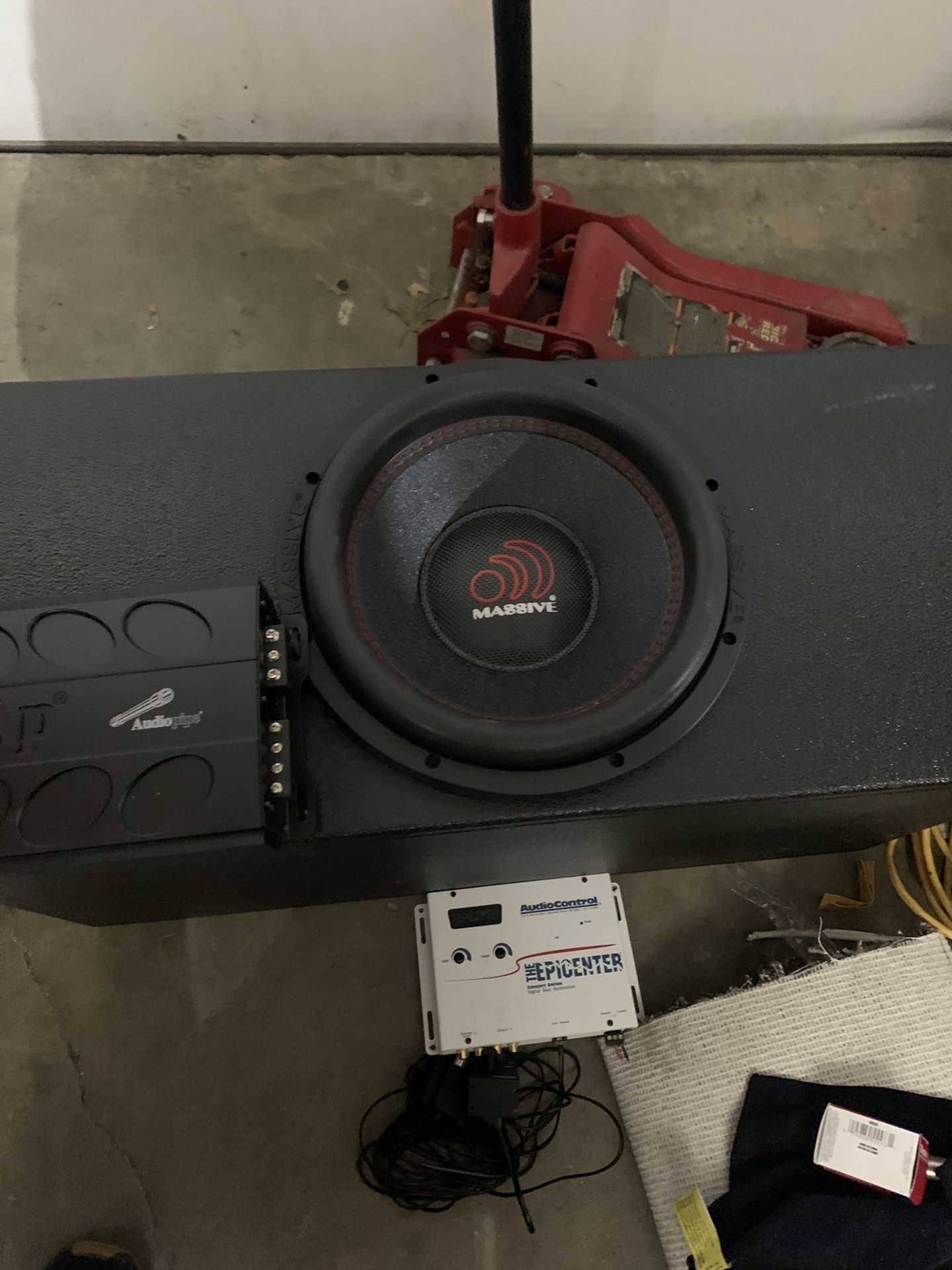 Sound system just need radio. Loud bass new under warranty