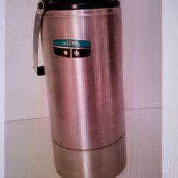 Vintage Thermos.  Glass Inside, Stainless Steel Outside. Two Quarts/8 Cups Size 