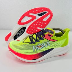 Hoka Rocket X3 Unisex Sz W10.5 M9.5 Neon Yuzu Squid Ink Race Day Running Sneaker