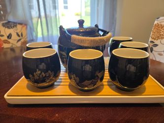 Japanese Tea Set Teapot and Cups with Tray