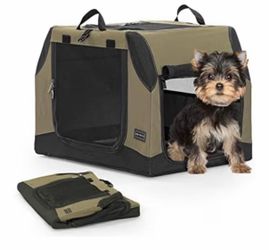 PETSFIT Travel Dog Crate, Soft Dog Crate - 24 Inch Sturdy Adjustable Structure, Easy to Set Up