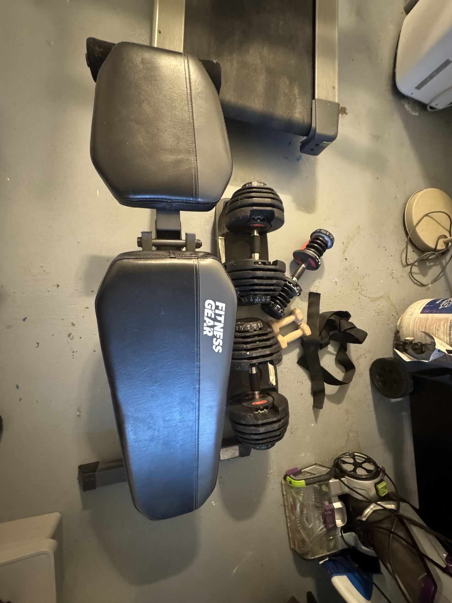2 Adjustable Dumbbells and bench