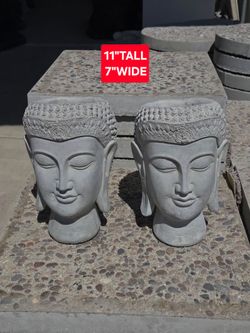 CONCRETE CEMENT BUDDHA HEAD STATUES $40 EACH (PLANTERS)