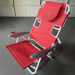 Red Ostrich Backpack Beach Chair & Face Down Pillow
