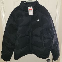 Nike Jordan Puffer Jacket Down Fill Black Camo FB6988-045 Size Large