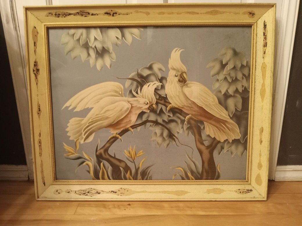 Mid Century Bird Painting