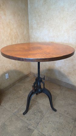 Industrial Adjustable Crank Bistro Table