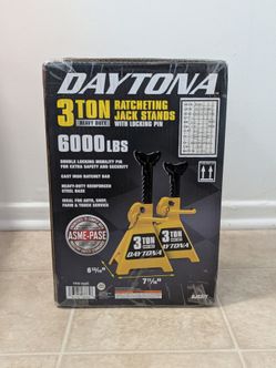 NEW Daytona 3 Ton Heavy Duty Jack Stands 6000 LB w/Locking Pin + Jack Stand Pads
