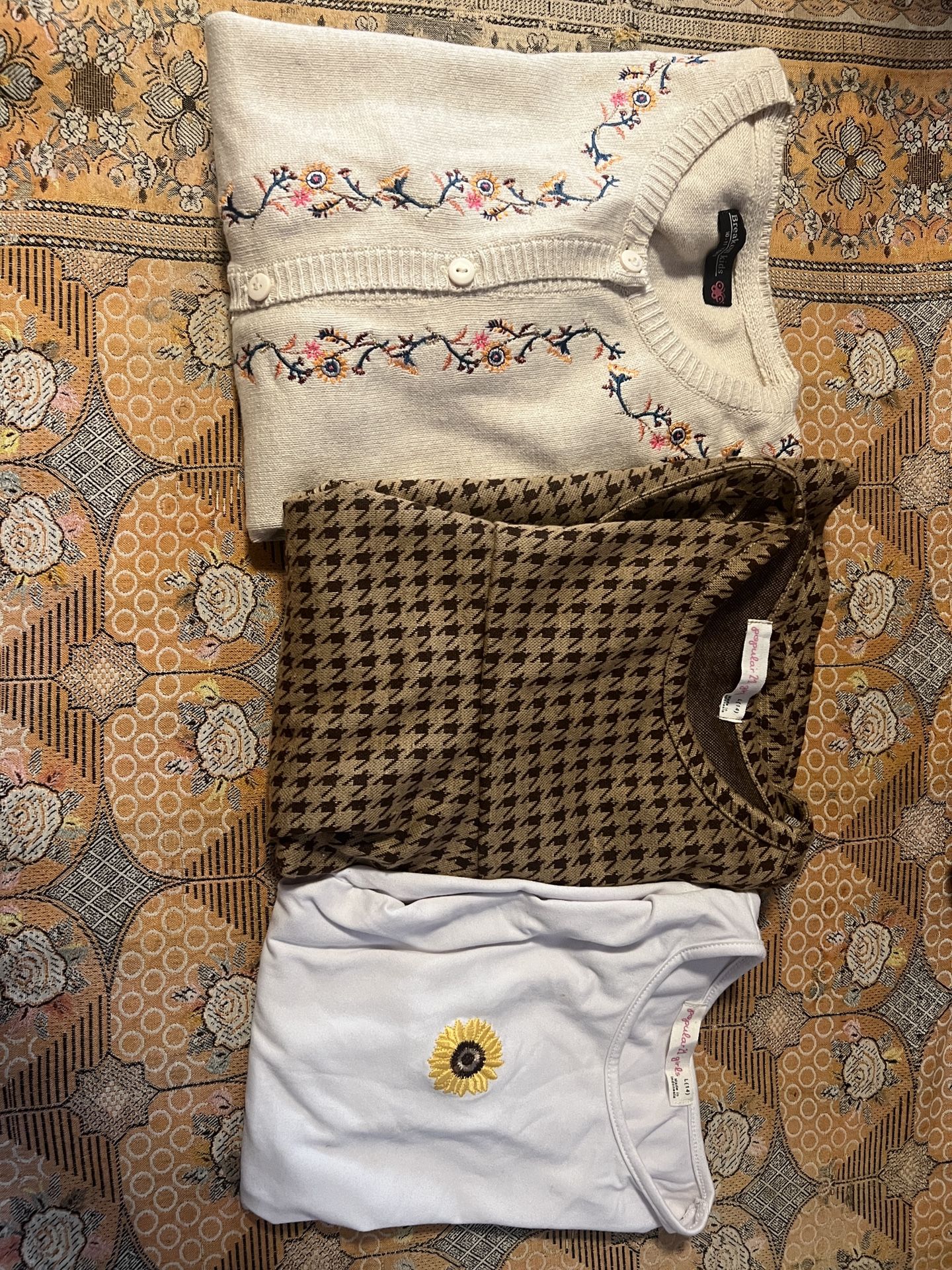 Brown Cozy dress set with cardigan for girls 10-12