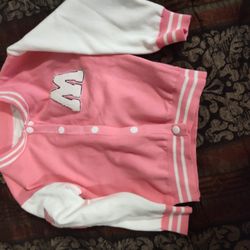 Pink And White Letter Jacket Toddler Girl 