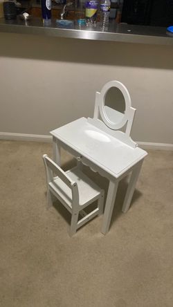 White Vanity and Chair