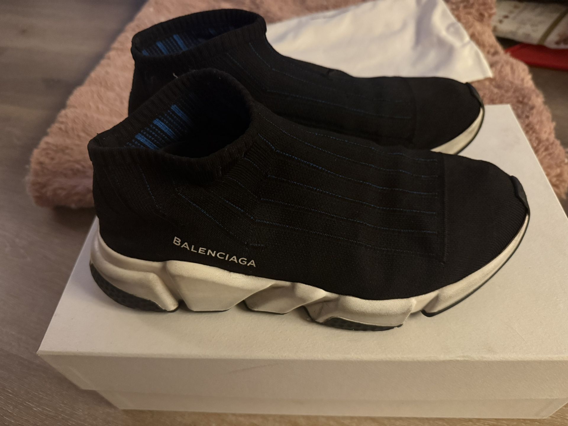 Men’s Balenciaga Shoes With Blue Stripe Lining