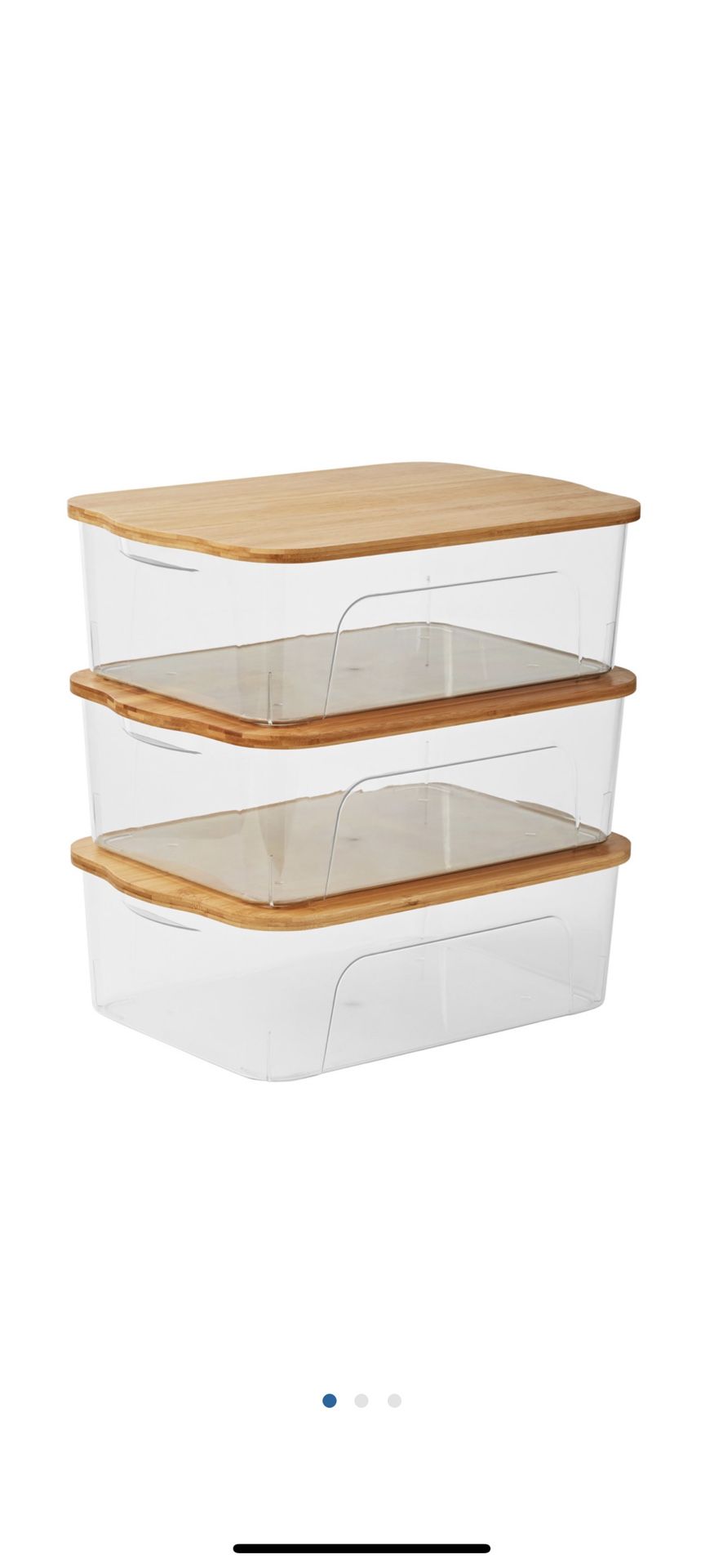 Members Mark Storage Bins With Bamboo Lids Set Of 3 Brand New 