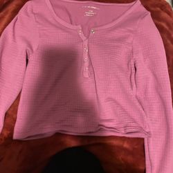 Long Sleeve Crop Top With Buttons 