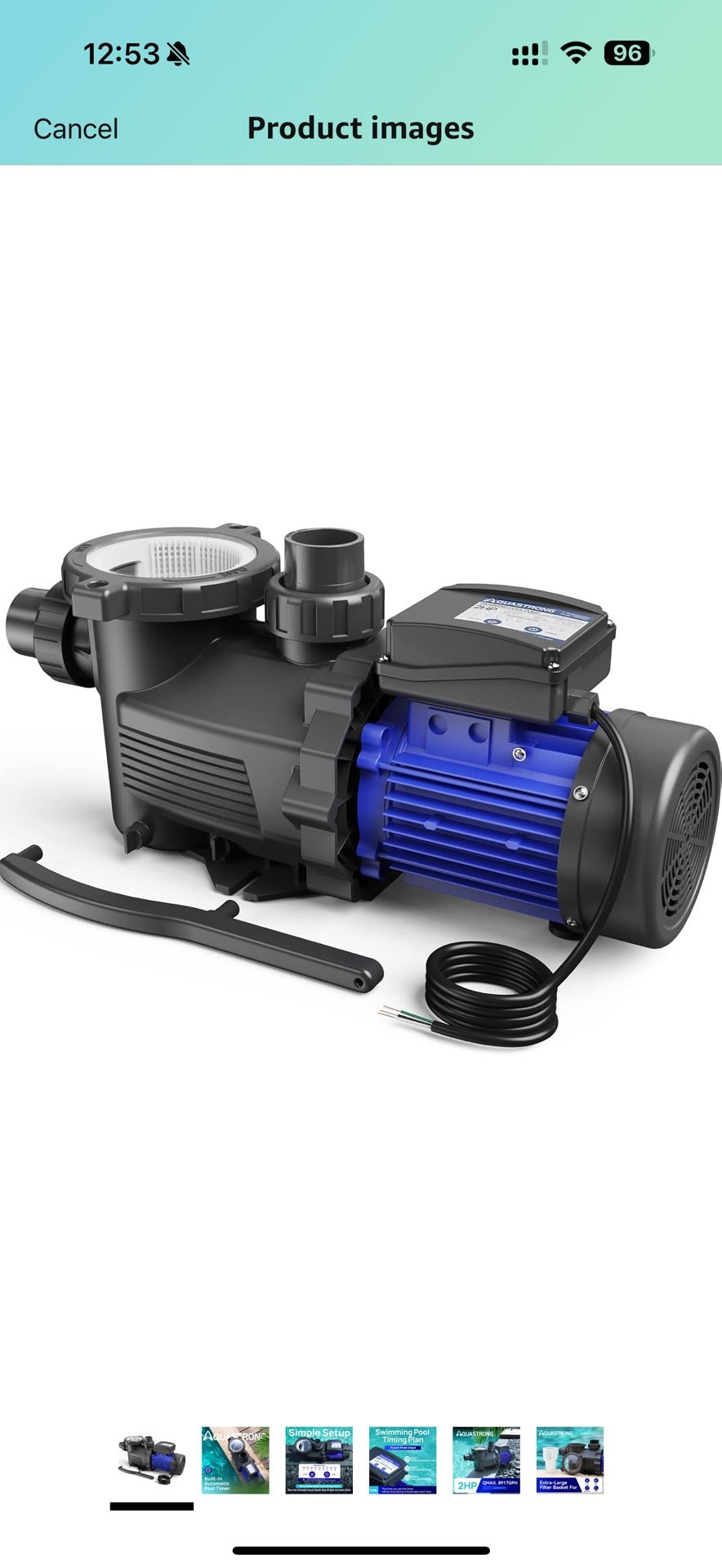 AQUASTRONG In/Above Ground Pool Pump, High Flow (with Timer, 2HP, 8917 GPH, 220V)