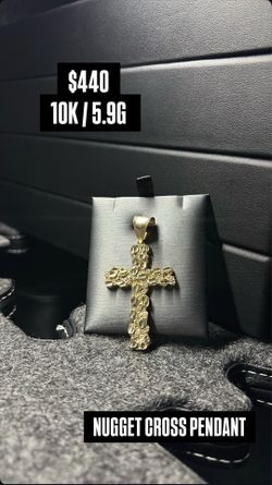 10K Gold Nugget Cross Pendant