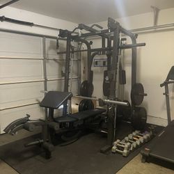 Vesta Fitness Smith Machine 2001 w/Bench Attachment | 230lb Bumpers Weights | 7ft Olympic Bar | Fitness | Gym Equipment | FREE DELIVERY 🚚 