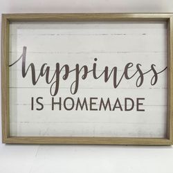 Happiness Is Homemade Framed Wall Sign - Neutral Script 11" X 14.5"