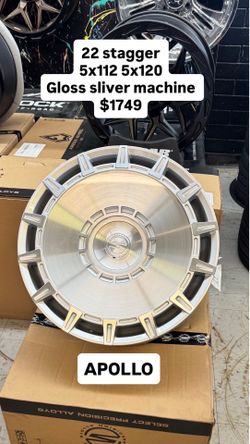 22s stagger 5x112. 5x120 gloss sliver