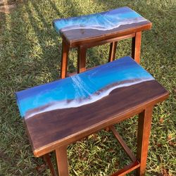 Hand Poured-resin Stools Coastal 