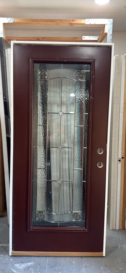 36x80 Prehung Steel Exterior Front Door – Full Decorative Glass
