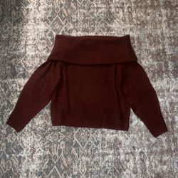 Burgundy Off Shoulder Sweater Size M