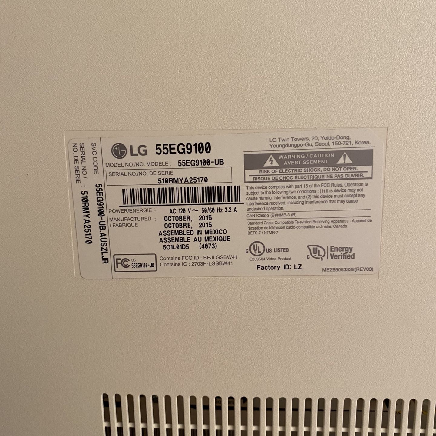 LG 55EG9100-UB carte d'alimentation LGP55C-15OP EAY63989802