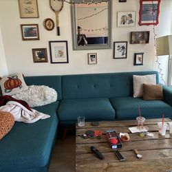 Large turquoise L Couch