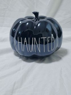 Rae Dunn Halloween Black Haunted Pumpkin