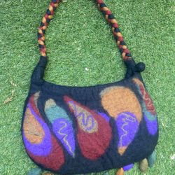 Rising Tide, Natural, Felted 100% Wool, Purse, Tote, Handbag, Bag, Made In Nepal