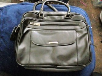 Black Leather Laptop Briefcase Bag