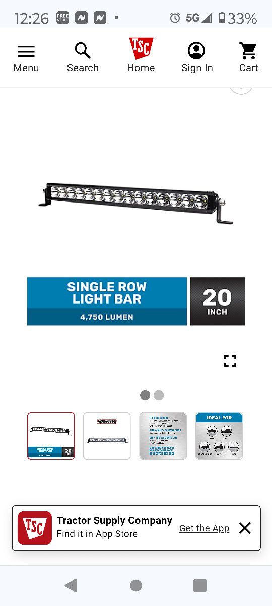 20 Inch 4750 Luman Single Row Light Bar. 