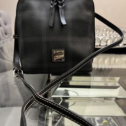 Dooney & Bourke Trixie Leather Crossbody Bag Plaid Print Black Gray