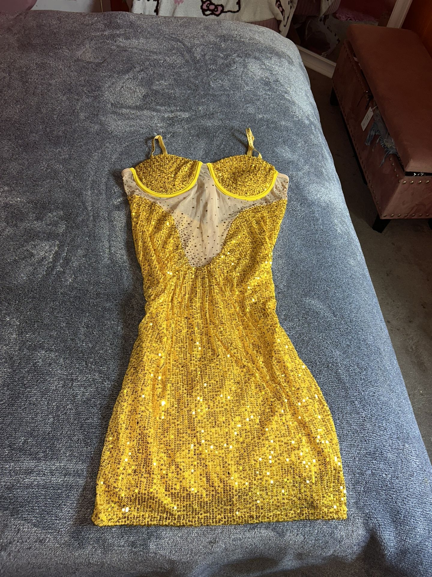 Yellow Gold Sequin Dress