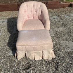 Beautiful Pink Chair And Ottoman 