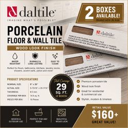 Dal-Tile Porcelain Floor & Wall Tile – 2 Boxes – Wood Look – Brand New