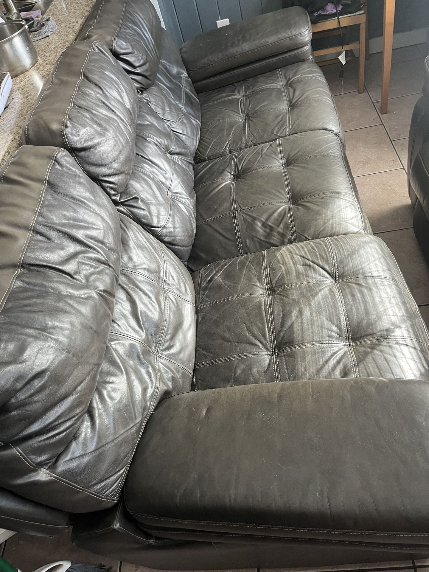 Grey Leather Couch