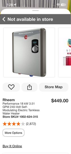 Rheem Performance 18 kW 3.51 GPM 240-Volt Self-Modulating Electric Tankless Water Heater