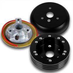 For 1970-1977 Ford F150 F250 F350 Truck 5 & 6 Hole Steering Wheel Black Hub Adapter -(3-HUB-508-BK