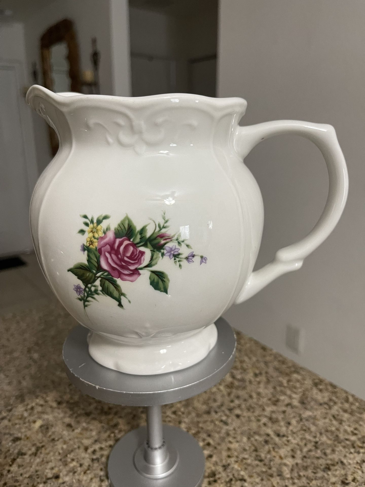 Vintage Beverly Rose Pitcher By Tabletop Unlimited 6-1/4 Inches Tall 