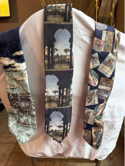 Vintage Men's Silk Tie Collection - Italian Art & Nautical Themes