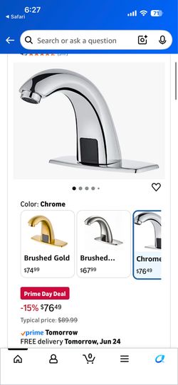 Touchless Bathroom Sink Faucet - Automatic Motion Sensor Faucet - Battery Opertated for Commercial Lavatory, Chrome