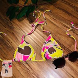 New  Lucy Love  Beautiful Piña-colada sunshine triangle bikini top  For Sale !! 
