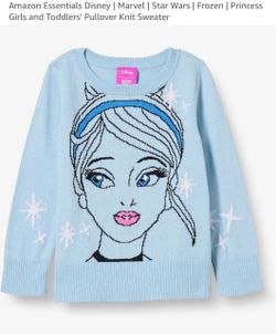 New Amazon Essentials Disney | Marvel | Star Wars | Frozen | Princess Girls and Toddlers' Pullover Knit Sweater size 2T