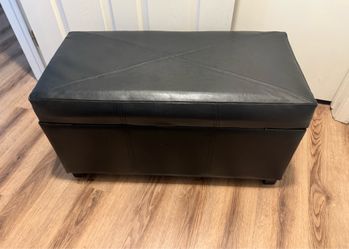 Black Leather Storage Ottoman
